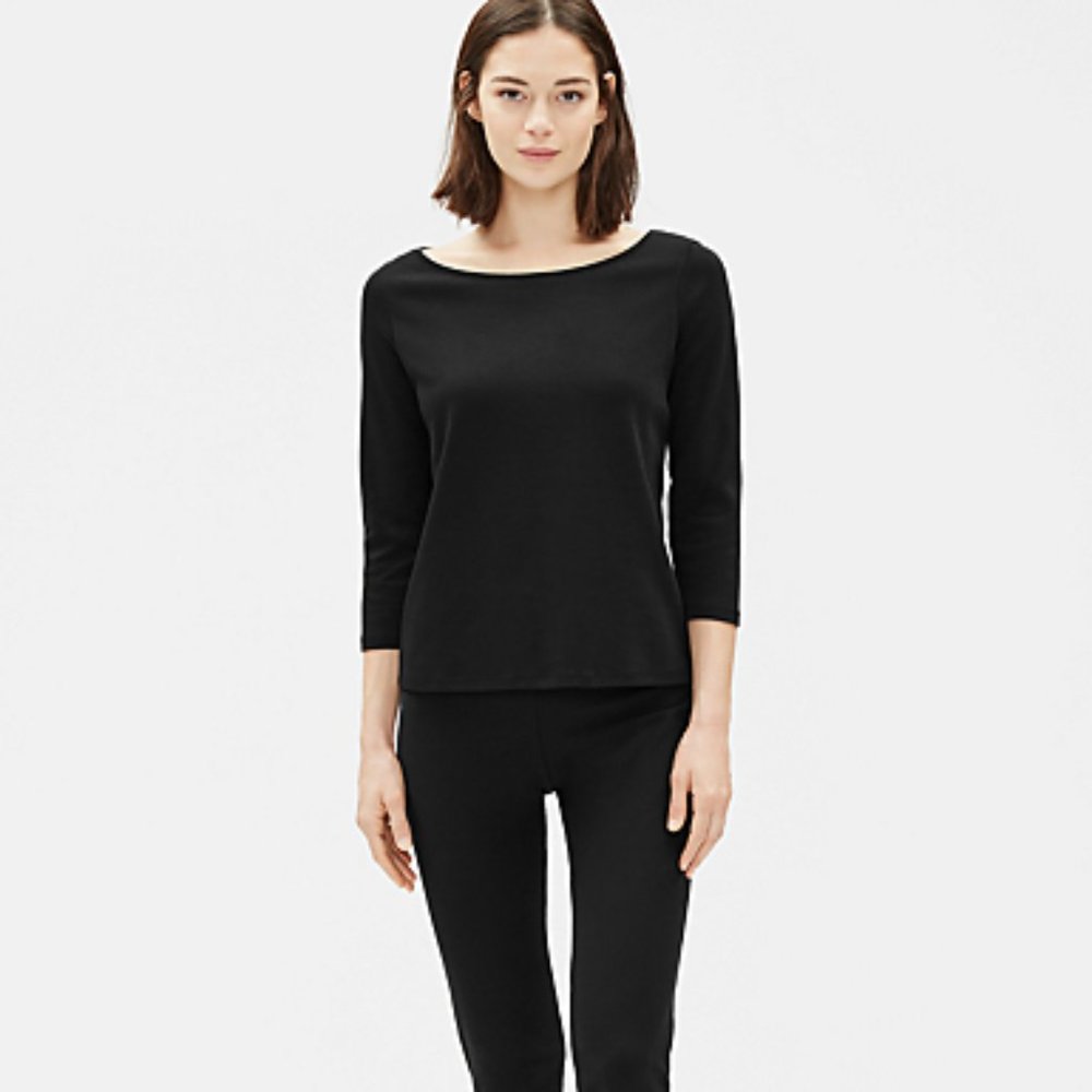 NWT Eileen Fisher Organic Cotton 3/4-Sleeve Tee